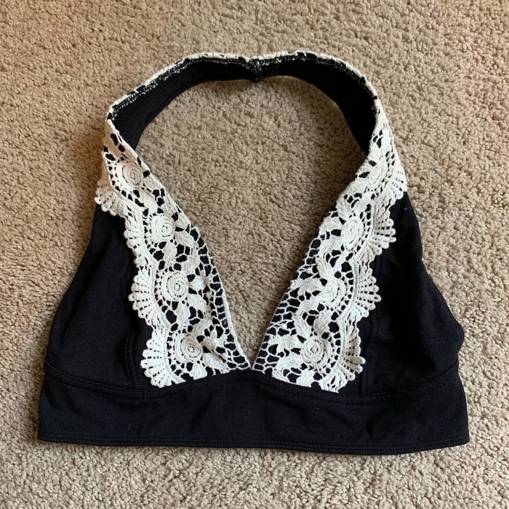 Urban Outfitters Black Bralette with White Lace